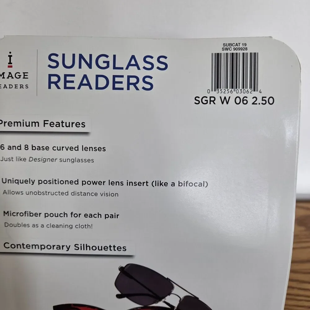 i Image Women's Sunglass Readers +2.50 Diopter 2-Pack, Tortoiseshell & Black